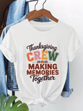 Men's T-Shirt Thanksgiving Crew Autumn Leaves Making Memories Together White T Shirt