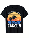 Men's T-Shirt Making Memories Together Sunset Palms With Tropical Silhouettes Beach Cancun
