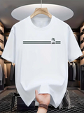 Men's T-Shirt Minimalist Parallel Lines With Small Palm Tree Print
