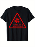 Men's T-Shirt Hurricane Warning Red Swirl Graphic Inside Bright Danger Triangle