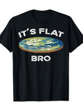 Men's T-Shirt Its Flat Bro Over Cartoon Style Earth Disk Illustration