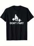 Men's T-Shirt Dont Fart Funny Weightlifting Design With Cartoon Man Lifting Barbell In Gym
