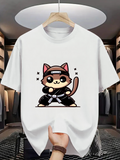 Men's T-Shirt Cute Martial Artist Cat With Headband And Playful Expression
