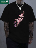 Men's T-Shirt Delicate Cherry Blossom Sprigs Adorning The Cotton Short Sleeve T Shirt
