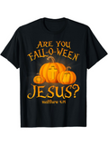 Men's T-Shirt Are You Fall O Ween Jesus Pumpkins Cross And Tombstone Design
