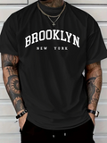 Men's T-Shirt Brooklyn New York Classic White Text On Black Cotton T Shirt