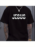 Men's T-Shirt Bold Expressive Letters With Pure Black Minimalist Religious Jesus