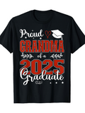 Men's T-Shirt Proud Grandma Of A 2025 Graduate With Graduation Cap Stars And Elegant Lettering