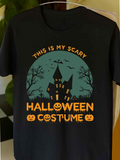 Men's T-Shirt This Is My Scary Halloween Costume Haunted House Under Full Moon