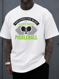 Men's T-Shirt Adulting Can Wait Lets Play Stripe Graphic With Bold Green Pickleball