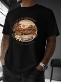 Men's T-Shirt Life Is Amusing Retro Car By Palm Trees Under Golden Sun