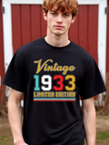 Men's T-Shirt Vintage 1933 Colorful Block Letters With Retro Text Limited Edition Design T Shirt