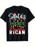 Men's T-Shirt Santas Favorite Puerto Rican With Festive Christmas Lights And Ornaments T Shirt
