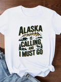 Women's T-Shirt Alaska Is Calling With Forest Bear Mountain And Snowy Landscape