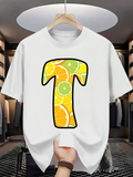 Men's T-Shirt Fresh Juicy Citrus Slices Pattern Inside Large Letter T