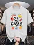 Men's T-Shirt Its My Birthday With Party Crowns And Festive Balloons