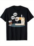 Men's T-Shirt She Loves Me More Playful Sewing Machine With Smiling Coffee Cup On Black Tabletop