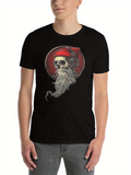 Men's T-Shirt Worn Red Headphones On Pirate Bearded Skull Graphic T Shirt