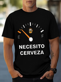 Men's T-Shirt Fuel Gauge Motif With Empty Mark And Beer Glass Illustration