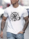 Men's T-Shirt Nautical Compass With Intricate Wave And Direction Letters