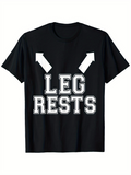 Men's T-Shirt Bold White Letters With Directional Arrows Pointing Up Leg Rests