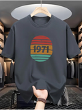 Men's T-Shirt Retro Sunset Stripes With Vintage Year Design And Number 1971