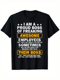 Men's T-Shirt Proud Boss With Funny Bold Lettering And Motivational Quotes T Shirt