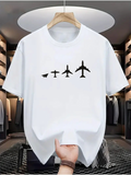 Men's T-Shirt Evolution Of Airplanes With Four Black Aircraft Icons Plane