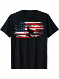 Men's T-Shirt Silhouetted Deer Standing In Front Of The American Flag Design