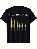 Men's T-Shirt Size Matters Graphic With Golden Bullets And Black Shirt