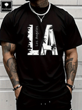 Men's T-Shirt Los Angeles Skyline With Palm Trees On Iconic LA Letters