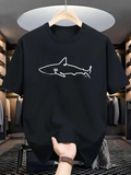 Men's T-Shirt Minimal Line Drawing Ocean Predator Shark