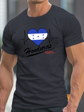 Men's T-Shirt Honduras Flag Heart With Black Electrocardiogram Line Accented By Red Text