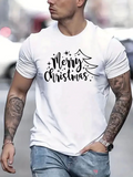 Men's T-Shirt Merry Christmas Modern Festive Calligraphy With Stylized Christmas Tree T Shirt