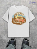 Men's T-Shirt Old Is Gold Classic Red Vintage Car Among Pine Trees