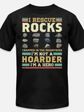 Men's T-Shirt I Rescue Rocks Among Mountain Stones With Heroic Lettering Display Hoarder Hero Motto