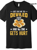Men's T-Shirt Just Give Me The Deviled Eggs Surrounded By Star Motifs And Whimsical Typography With Snack