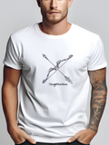 Men's T-Shirt Sagittarius Crossed Arrows With Detailed Engravings Zodiac Symbol