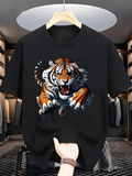 Men's T-Shirt Fierce Jungle Predator With Sharp Claws And Roaring Powerful Tiger