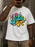Men's T-Shirt Colorful Graffiti Paint Splash With Playful Lettering Aiden