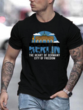 Men's T-Shirt Berlin Under Cloudy Sky With Brandenburg Gate Landmark Silhouette