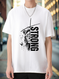 Men's T-Shirt Strong Dramatic Monochrome Ink Drawing With Roaring Lion Face