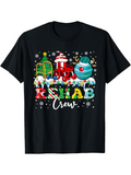 Men's T-Shirt Christmas Train With Presents Ornaments Snowflakes Festive Decor Mixed Letters Crew