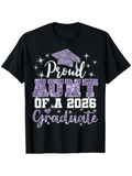 Men's T-Shirt Proud Aunt Of A 2026 Graduate With Sparkling Stars And Graduation Cap