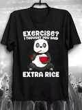 Men's T-Shirt Exercise I Thought You Said Extra Rice Cute Panda Eating Bowl