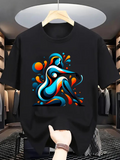 Men's T-Shirt Abstract Flowing Colors With Vibrant Shapes Surrounding Elegant Artistic Woman