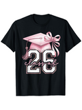 Men's T-Shirt Class Of 26 Pink Graduation Cap With Bow And College Numbers
