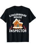 Men's T-Shirt Gingerbread House Inspector With Frosted Candy Canes Under Snow House