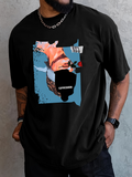 Men's T-Shirt Abstract Painted Portrait With Bold Colors And Mixed Expression Elements Face