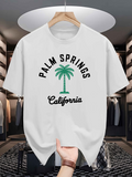 Men's T-Shirt Palm Springs California With Green Palm Tree Under Summer Sun